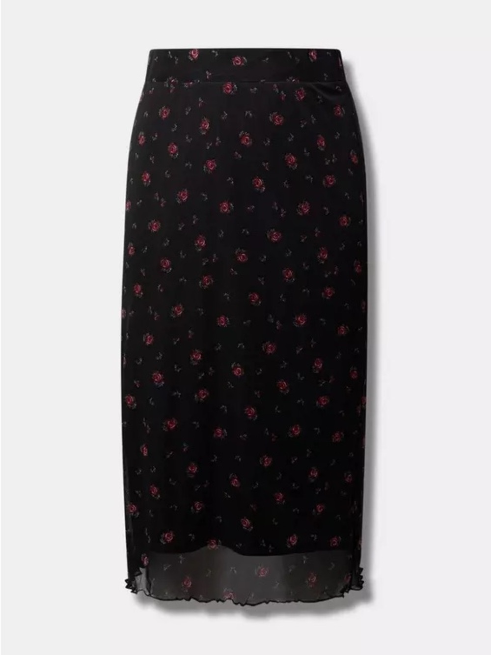 Torrid Black Floral Midi Mesh Skirt size 3